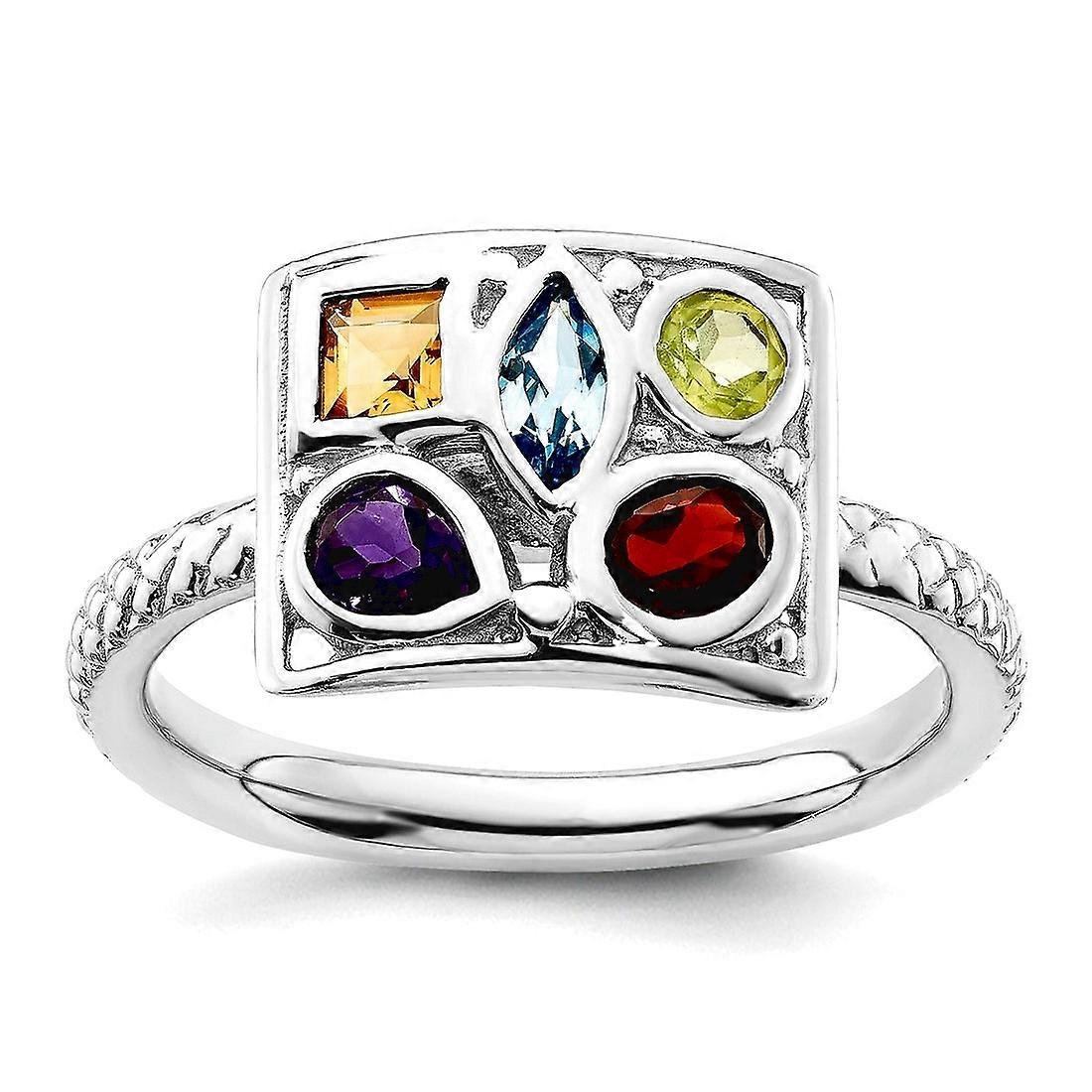 2.5mm 925 Sterling Silver Polished Stackable Gemstone Ring-Stackable-Ring for Women - Ring Size: 5 to 10