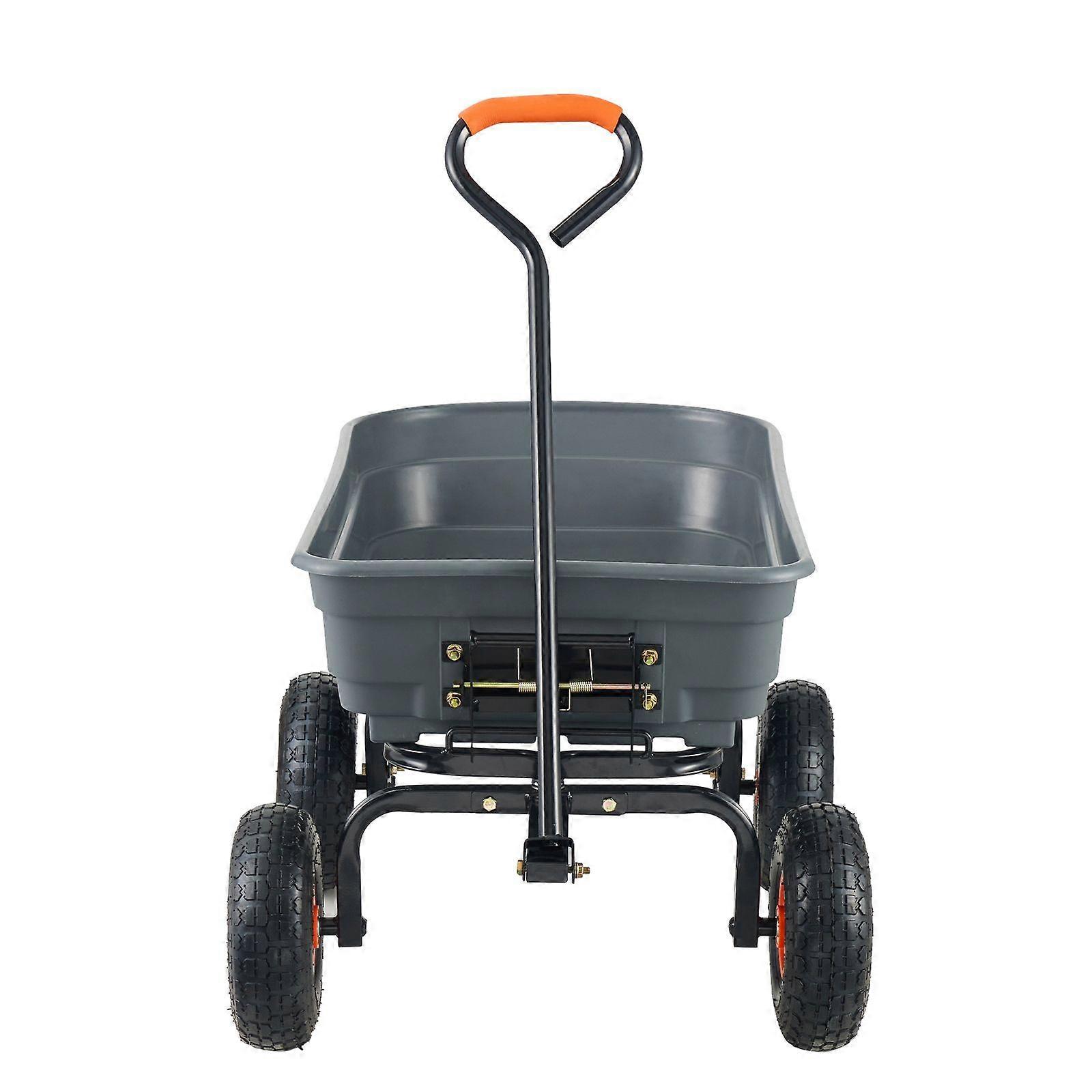 Dump Cart, Poly Garden Dump Cart with Easy to Assemble Steel Frame, Utility Wheelbarrow 600 lbs Capacity, 10 inch Tires
