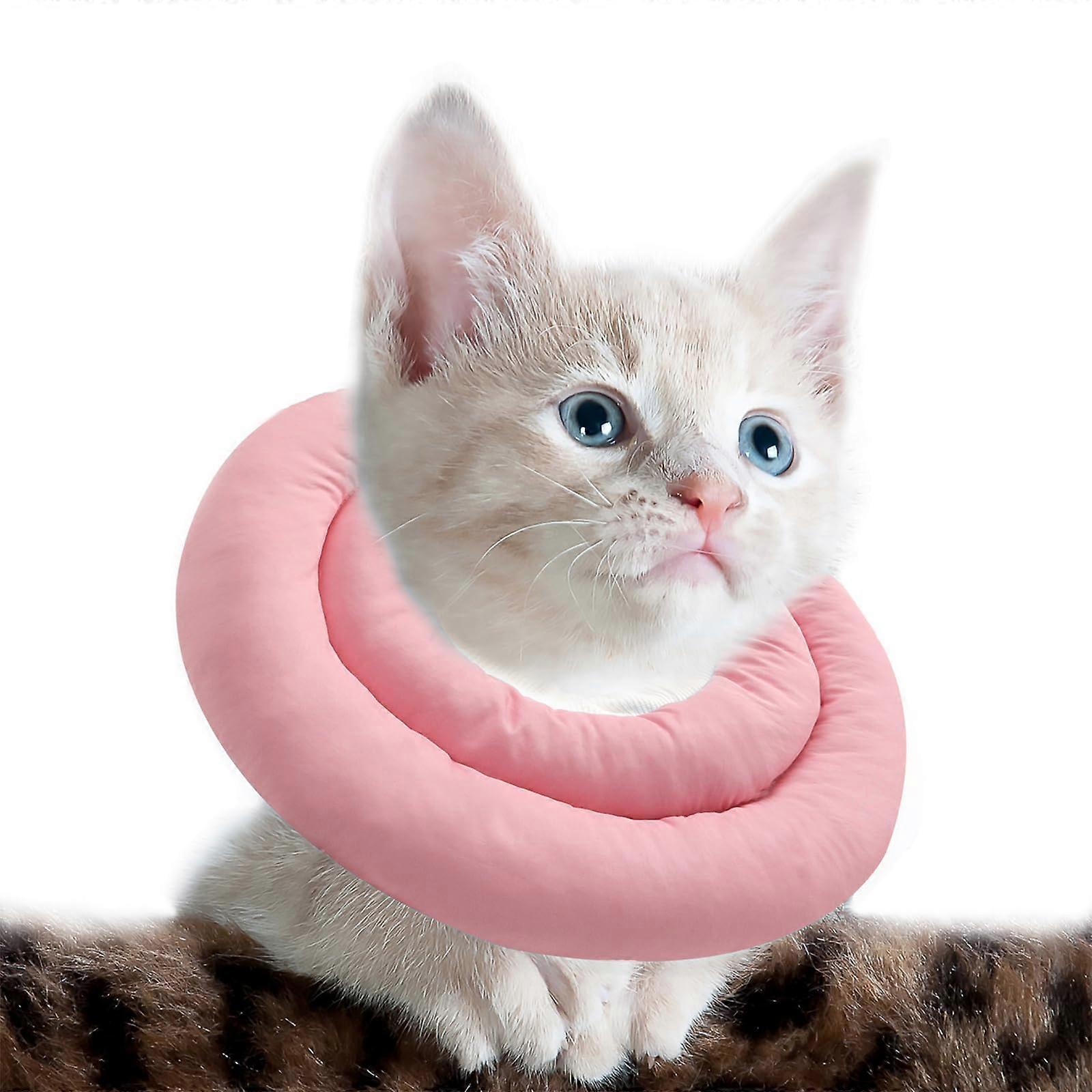Adjustable Cat Collar, Soft and Anti-Lick Post-Surgery (S, Pink)