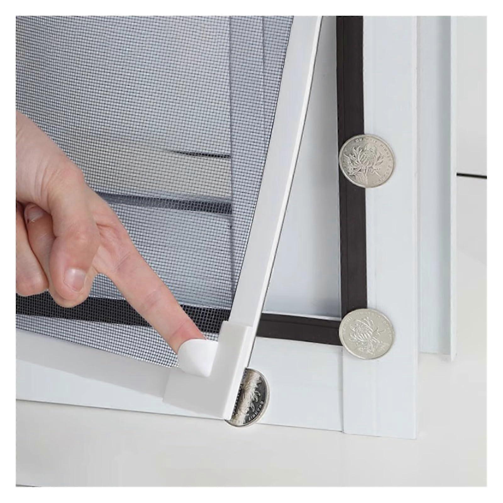 Adjustable Magnetic Window Screen with Black Frame Grey Fiberglass Mesh for Insect Protection 220x300cm