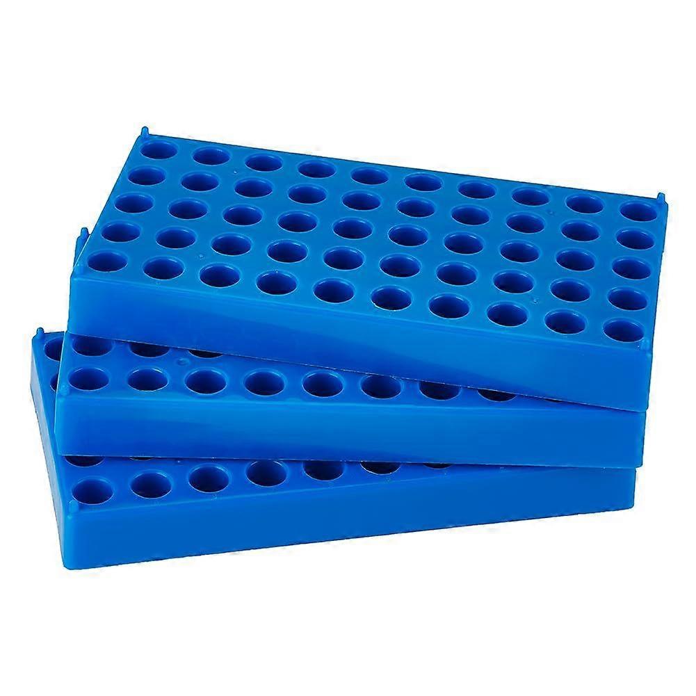 3Pcs Vial Rack Blue Sample Bottles Rack with 50 Holds Diameter 12mm Stackable Vial Racks Centrifuge Tube Rack Cylinder Tube Display Racks for Sample B