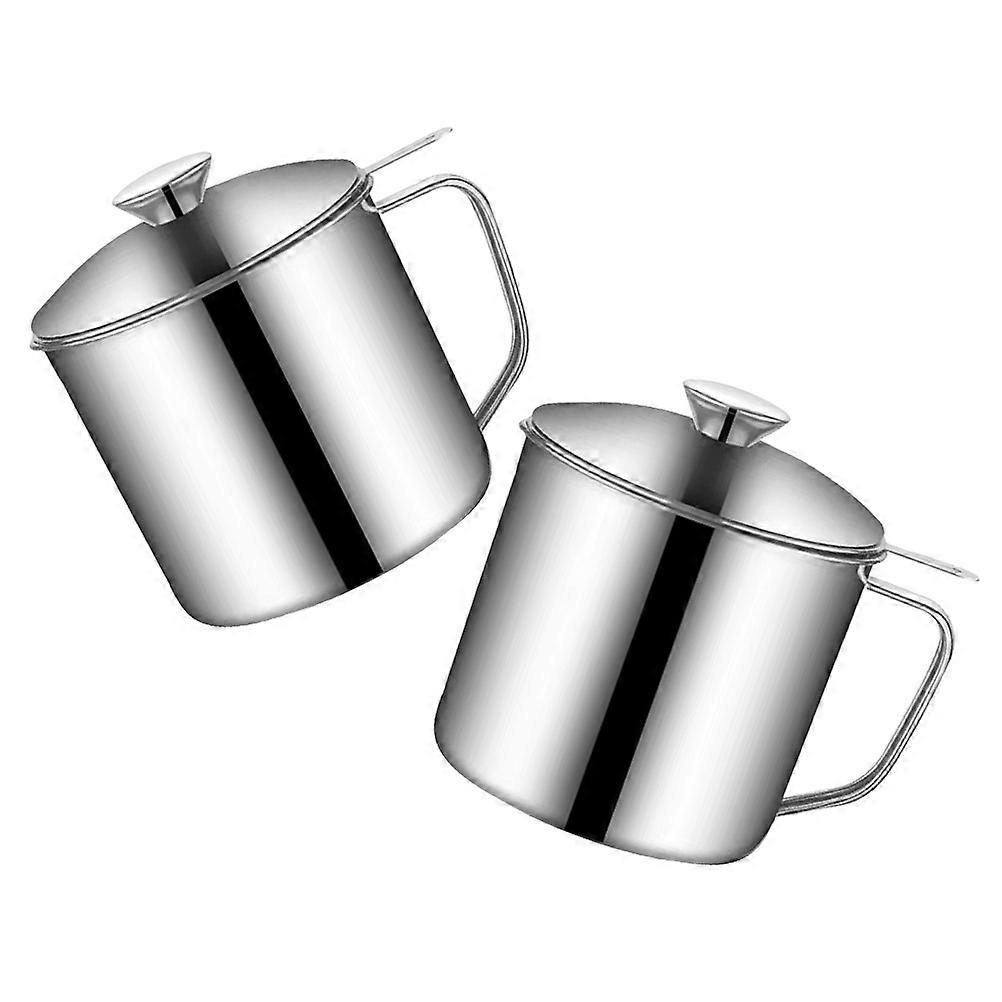 Stainless Steel Grease Container with Strainer for Kitchen Use Efficient Oil Separation and Easy Storage Silver