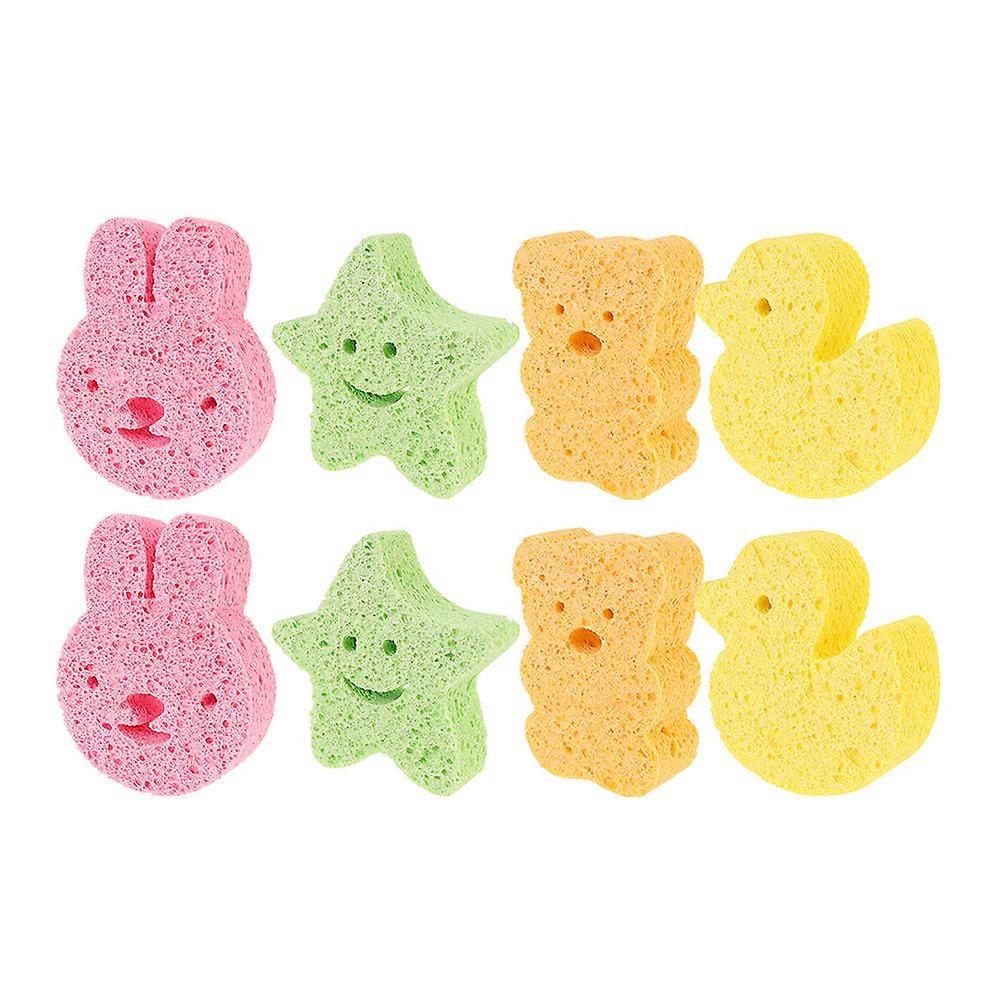 Wood Pulp Baby Bath Sponge for Comfortable Bathing 8Pcs Set