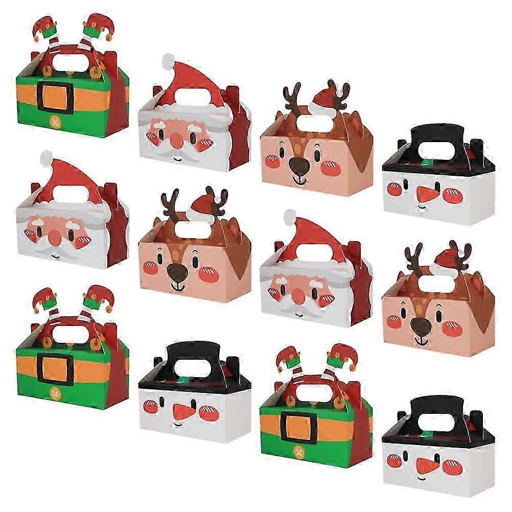 12Pcs Square Christmas Goodie Boxes With Carry Handles For Gift Giving And Festive Occasions