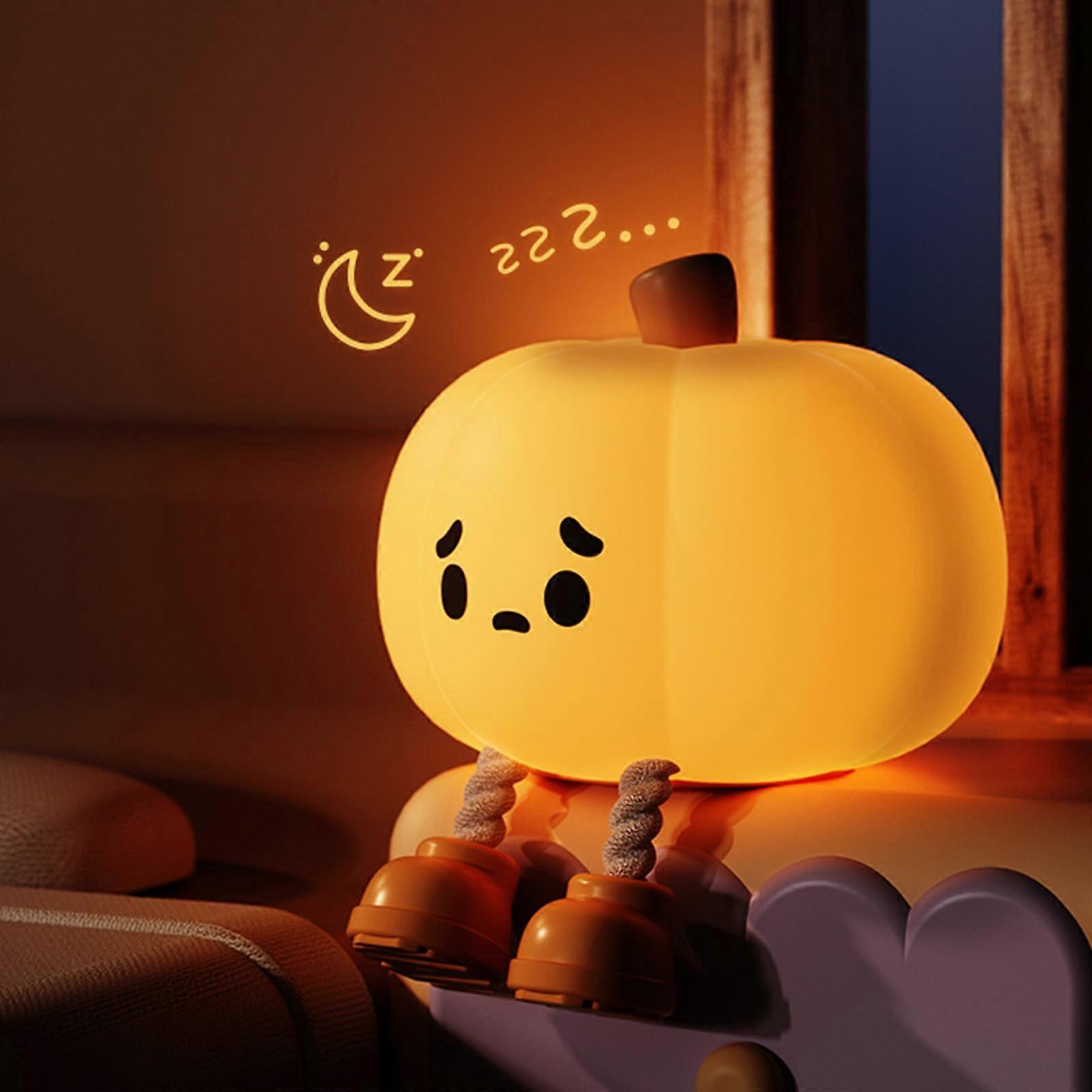 Pumpkin Night Light with Soft Silicone Shell, Touch Control and Rechargeable Battery for Kids Nursery