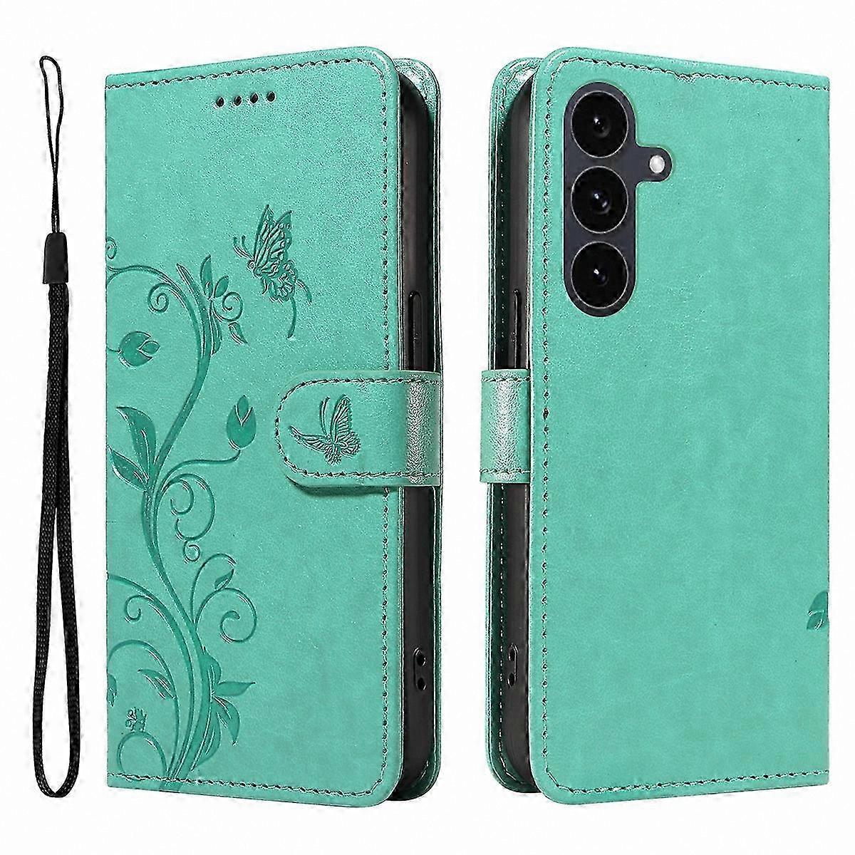 Floral Pattern PU Leather Wallet Case with Strap for Galaxy S25 FE Phone Cover Stand Function Protector