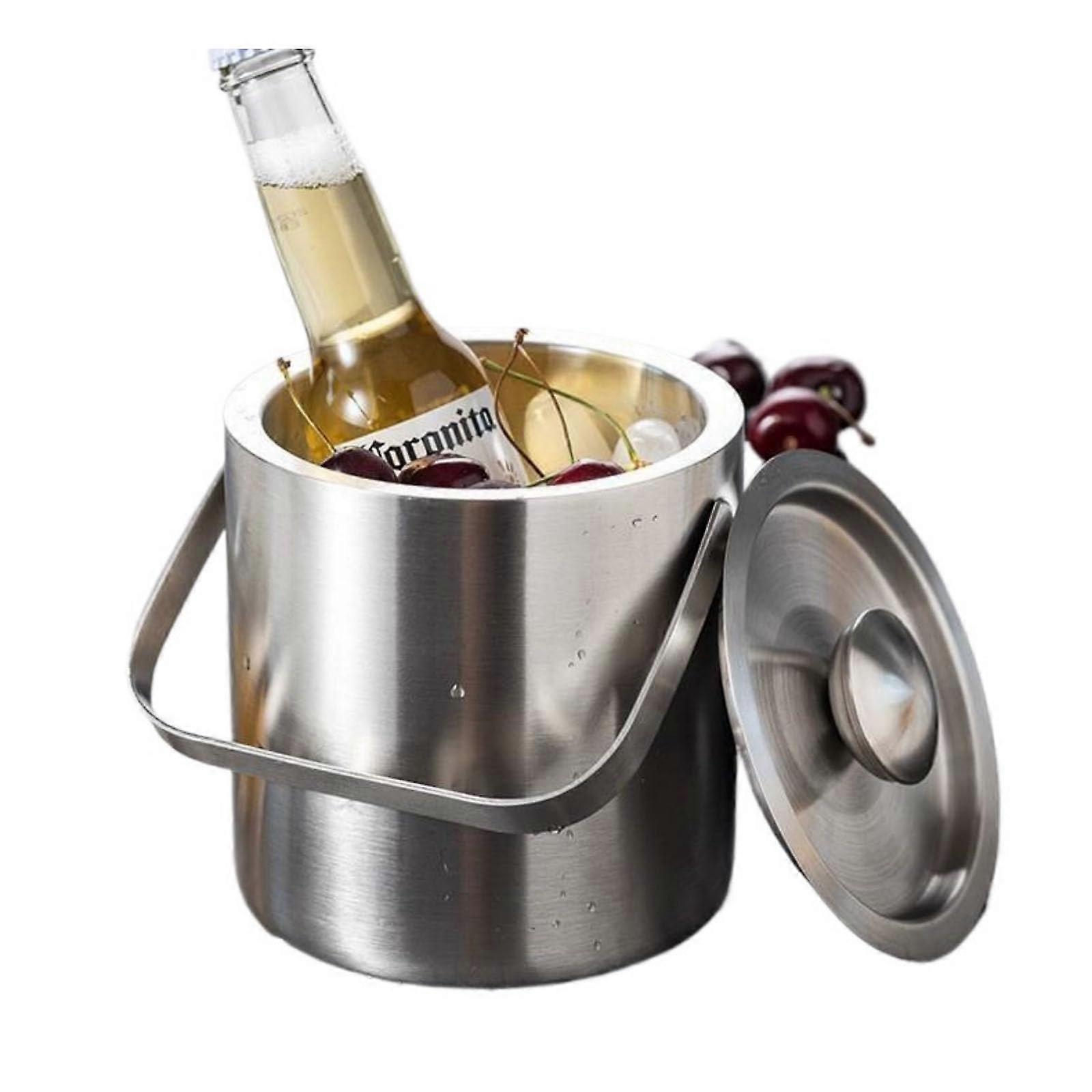 Stainless Steel Ice Bucket DoubleLayer Wine and Champagne Chiller for Parties and Bar Use