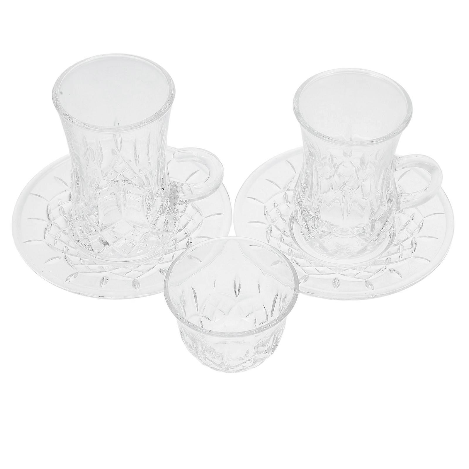 Coffee Mug and Saucer Set for Drinking Use 2Sets European Glass Design