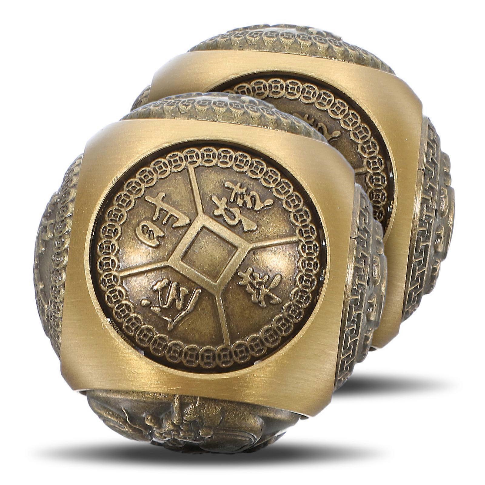 Hand Exercise Brass Baoding Balls for Stress Relief 2Pcs with Fine Relief