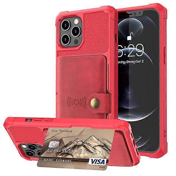 Compatible with iPhone 13 Pro Max - Case with Card Holder Red