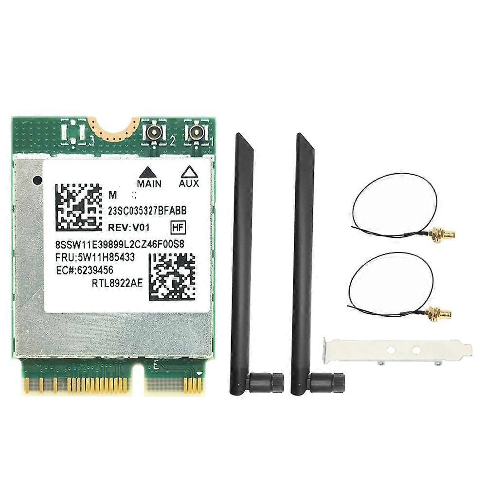 RTL8922AE WiFi7 Card 6338Mbps Tri-Band 2.4G/5G/6G Bluetooth5.4 M.2 NGFF Wireless WiFi Card for Win10/Win11+2X8DB Antenna