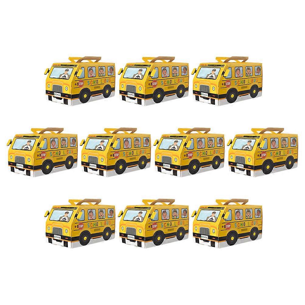 Yellow School Bus Shaped Candy Boxes for Classroom Party 10Pcs
