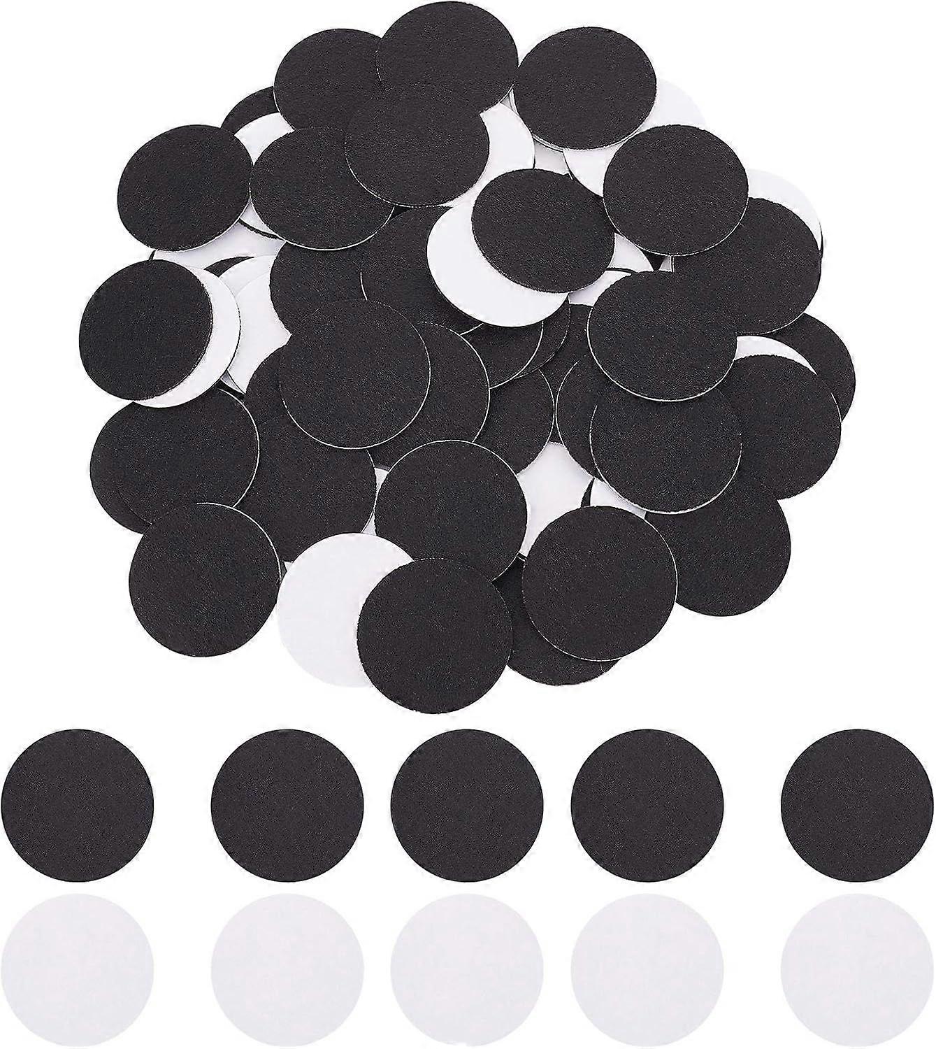 80PCS 37mm Black Self-Adhesive Felt Fabric Circles Flat Round Felt Sticker for DIY Projects