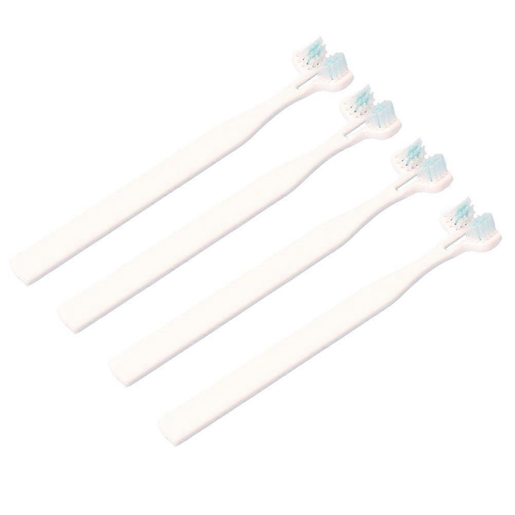Plastic Pet Toothbrush for Pets 8Pcs Double-Head Brushing Set White