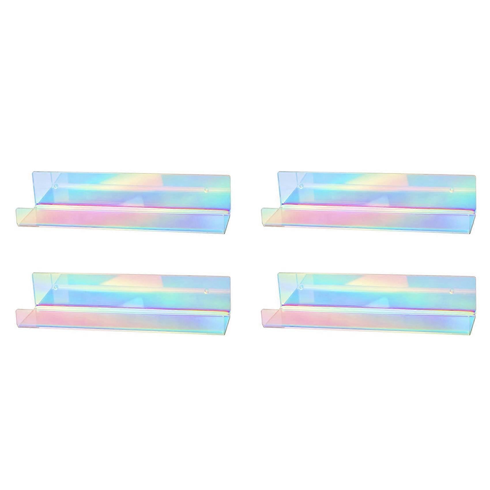 4Pcs Rainbow Acrylic Wall Mounted Floating Bookshelf for Picture Display Toy Organizer Record Rack