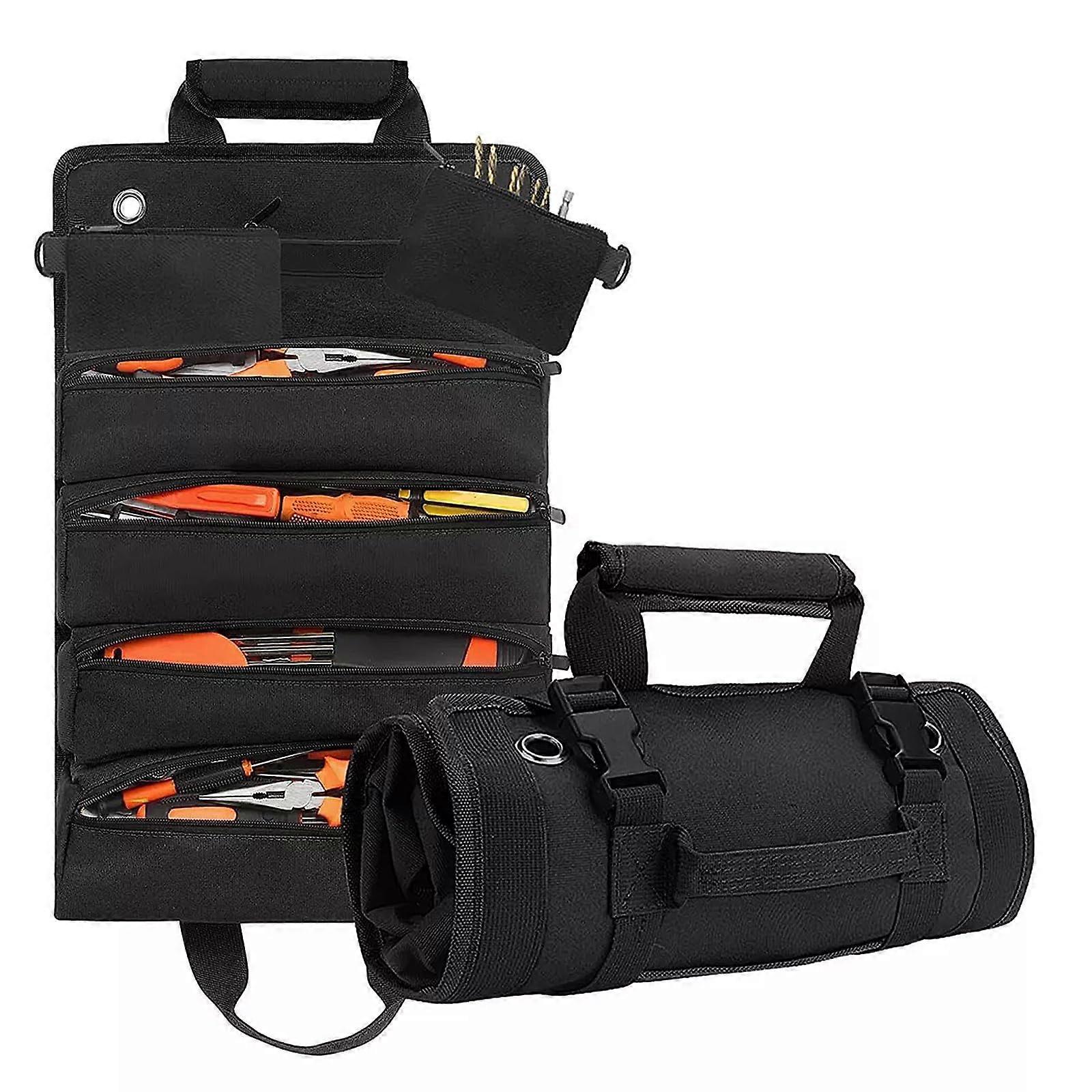 Tool Roll Bag with 6 Pockets Heavy Duty Oxford Cloth Roll Up Organizer for Mechanics and DIY