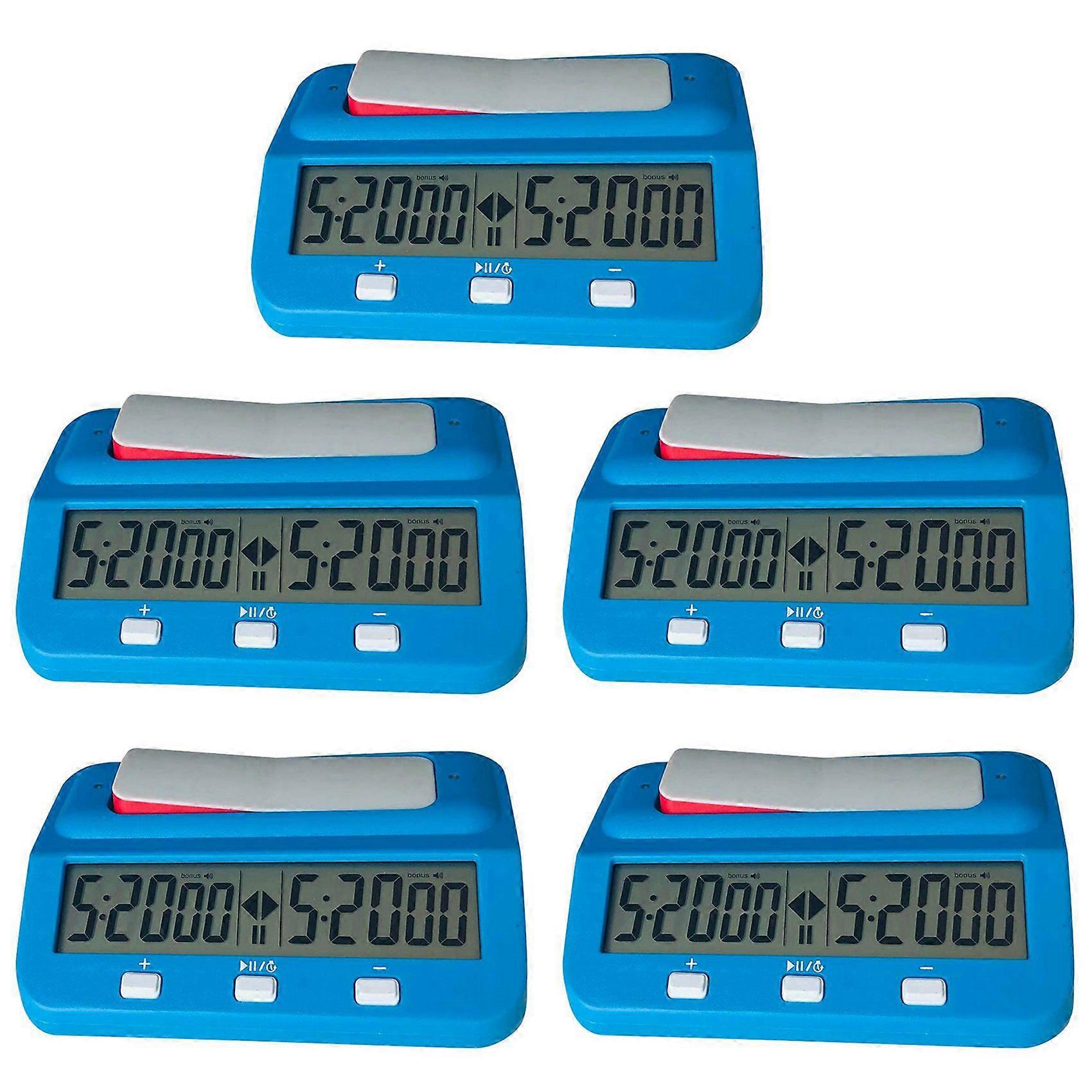5X Chess Basic Digital Chess Clock and Game Timer, Accurate Digital Portable Clock, Digital Watch Timer (Blue)