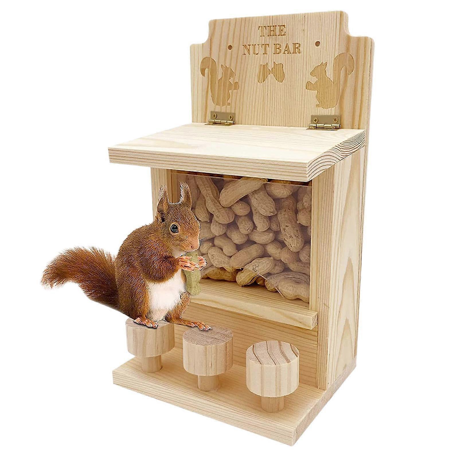 Wooden Window Squirrel Feeder with WeatherResistant Design and Large Nut Capacity