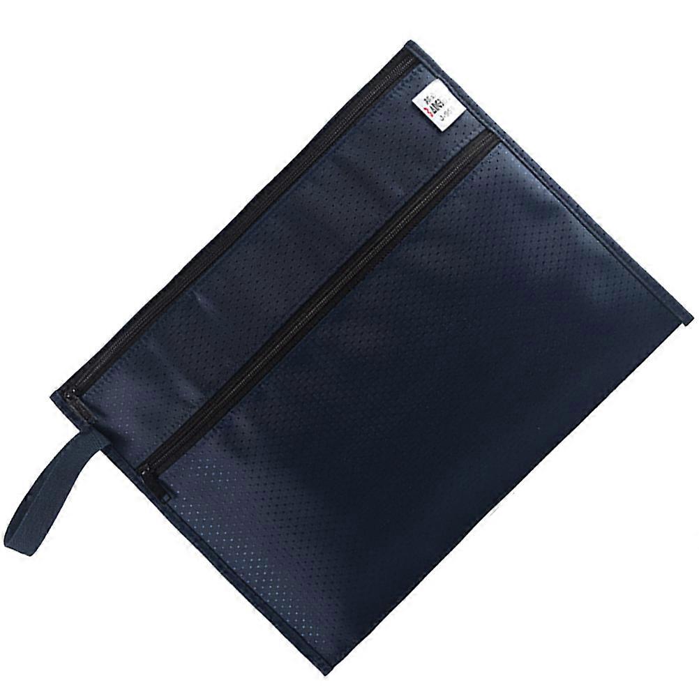 Waterproof Zipper File Bag for Office Document Storage Blue Folder