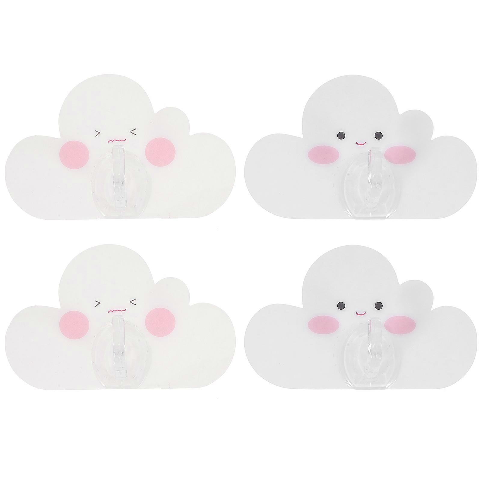 Wall Hooks Creative Cloud Shape 4Pcs Strong Sticky Wall Hangers for Home