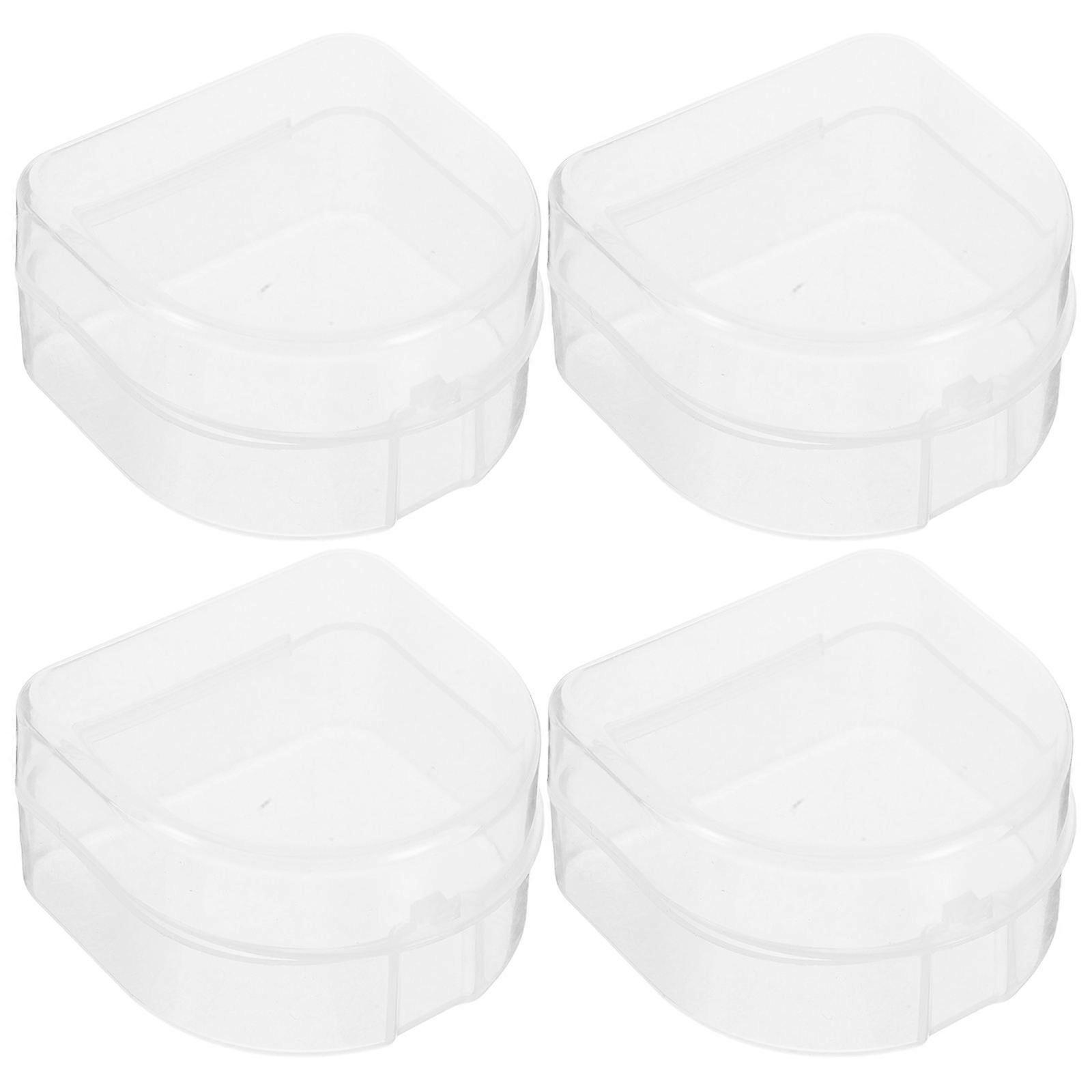 Dentures Storage Box for Teeth Holder with Clear Design 4Pcs Pack
