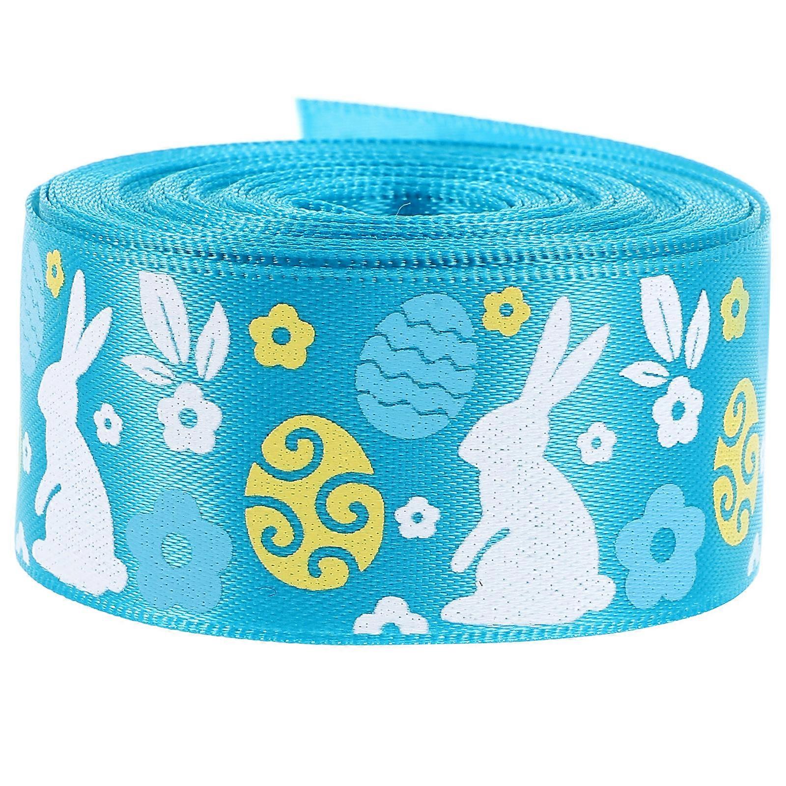 Sky-Blue Easter Ribbon for Decorative Wrapping 2 Rolls Polyester Ribbon