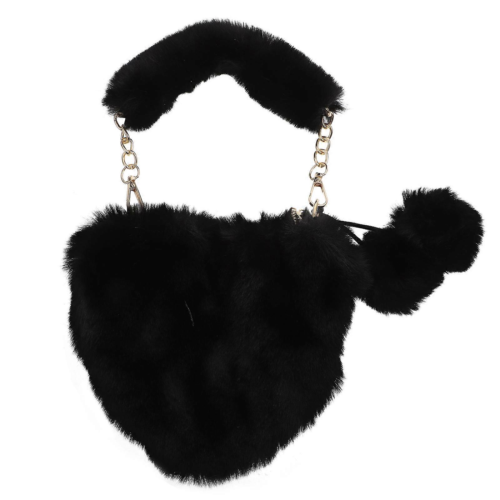 Single Shoulder Plush Heart-Shape Bag for Storage Use Purposes