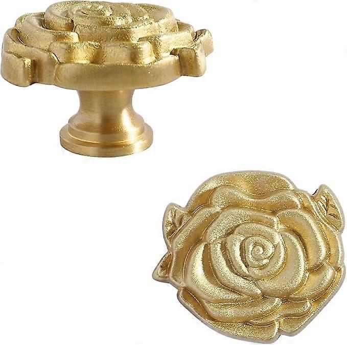 solid brass rose-shaped furniture knobs/door handles
