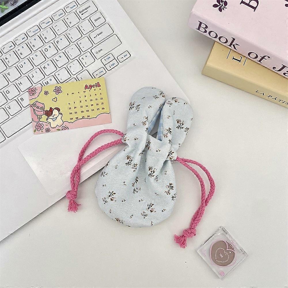 Cute Mini Bunny Ears Storage Bag Portable Drawstring Makeup Storage Bag Multi functional Tote Bag Data Line Storage