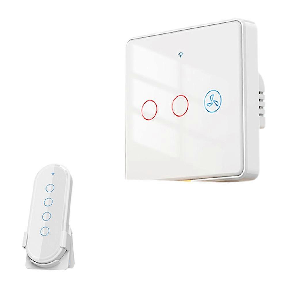 Smart Switch Fan Light 2-Way Remote Control Wall Touch Switch White