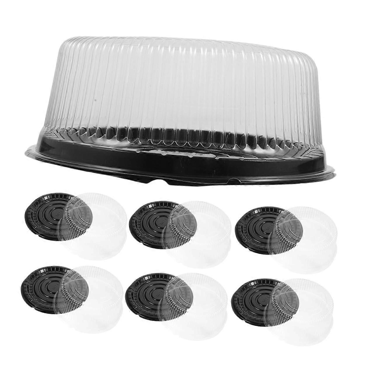 20pcs Round Cake Boxes with Lids Clear View Reusable Bakery Storage Containers for Desserts Black