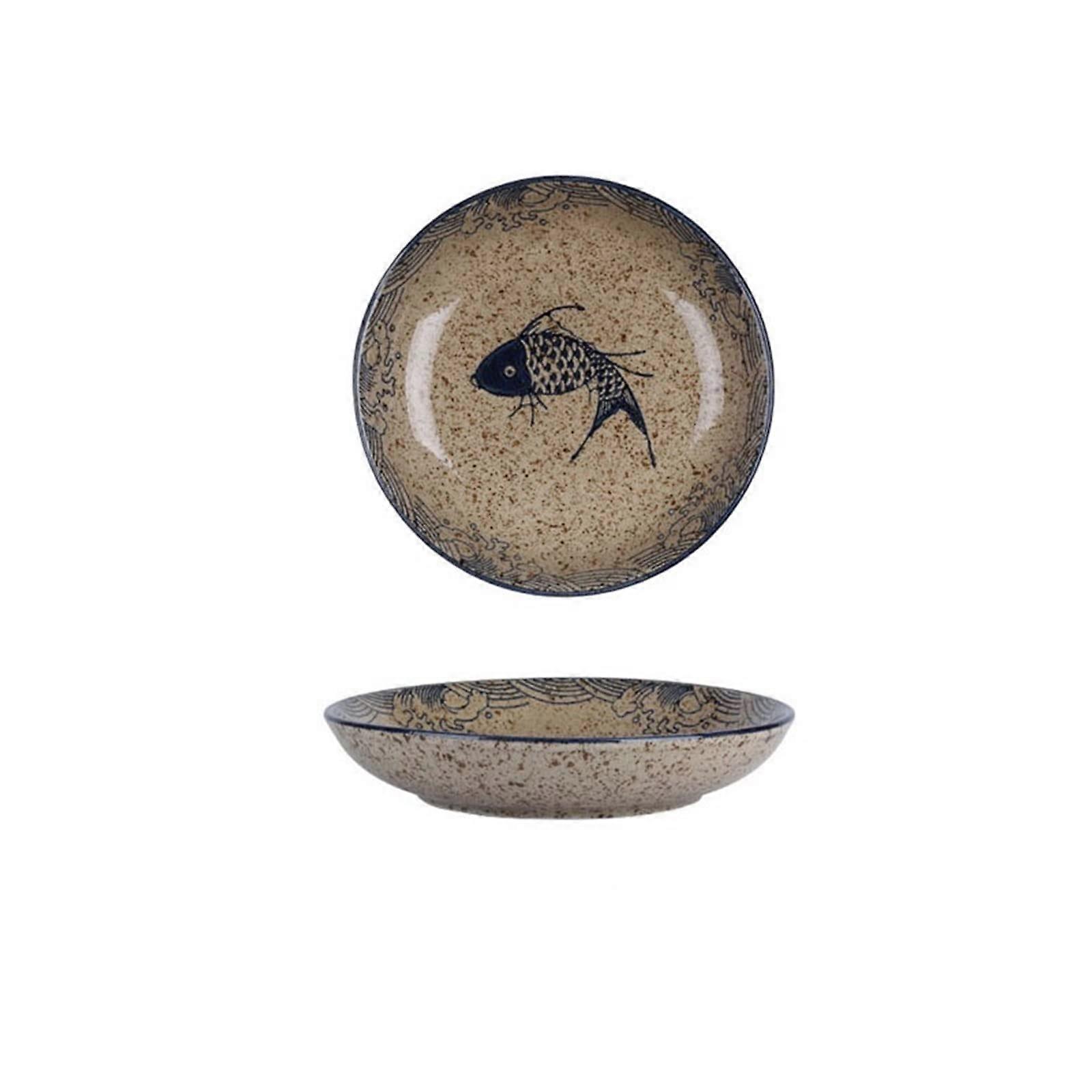 Ceramic Dinner Plate 20cm Grey Hand Carved Microwave Dishwasher Safe Modern Decorative Plate