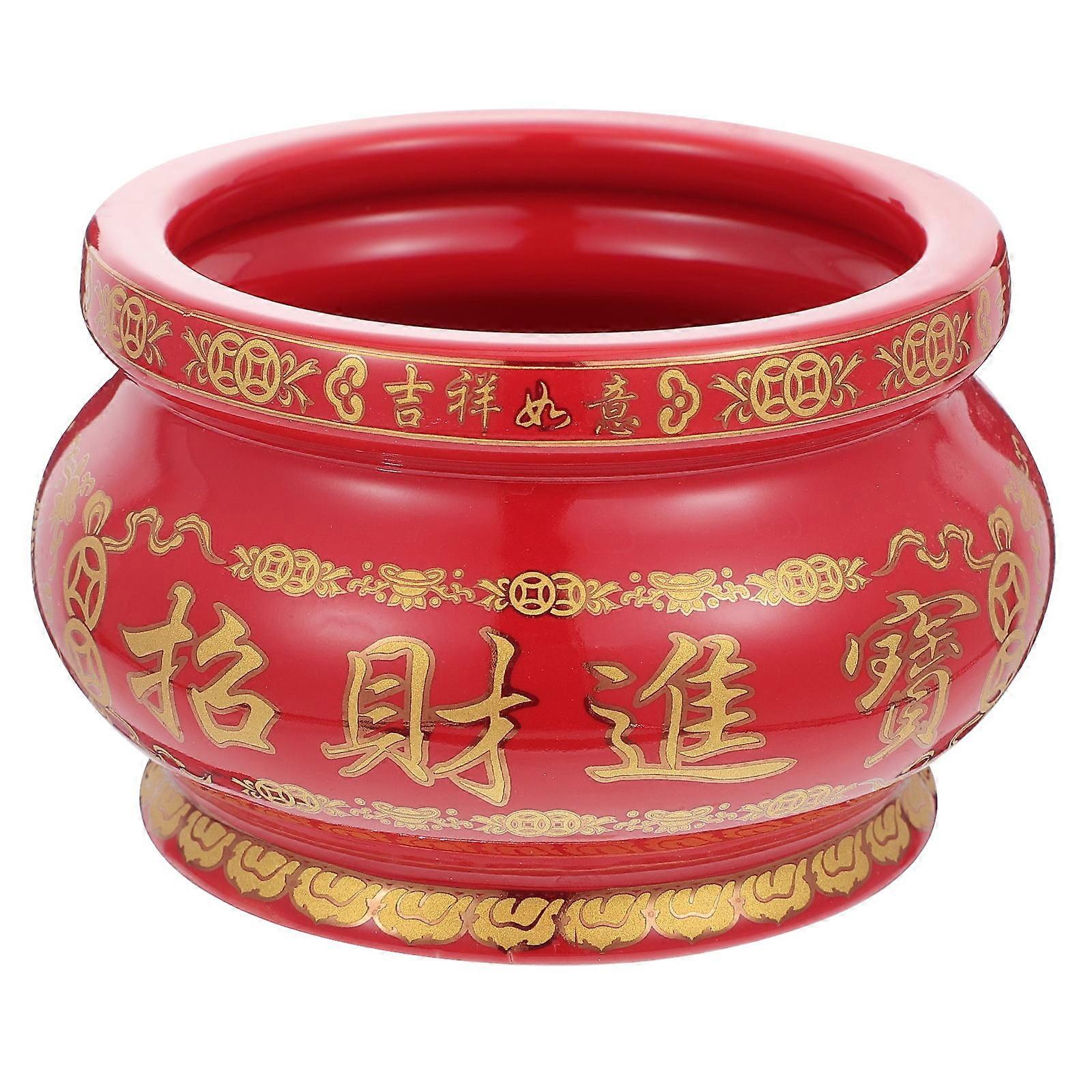 Red Ceramic Incense Burner for Temple Incense Burning Function
