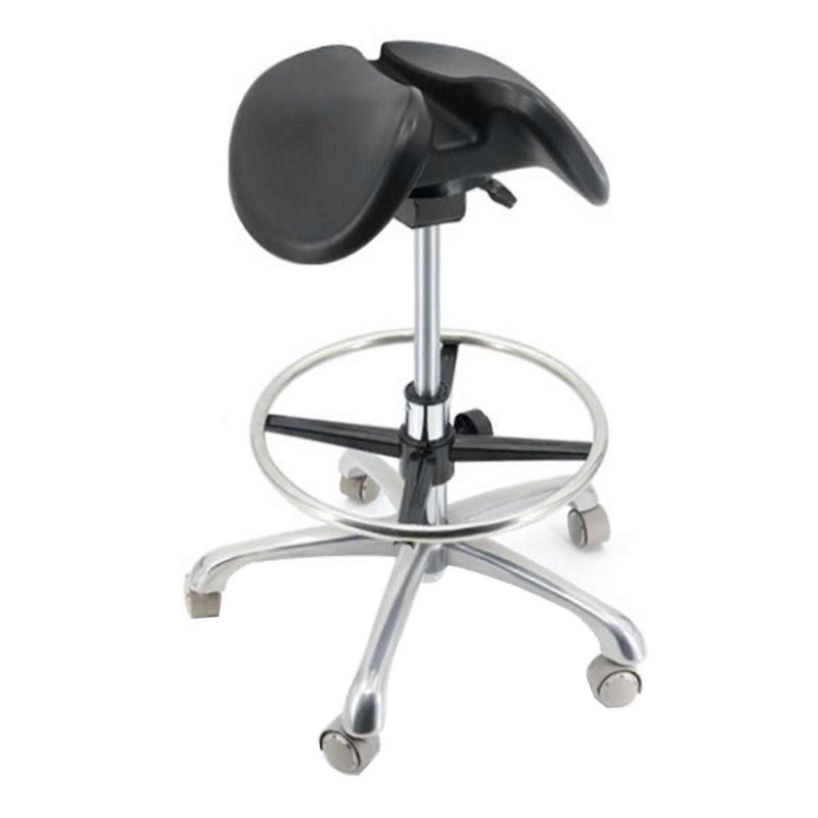 Ergonomic Split Saddle Stool with Backrest, Adjustable Height Hydraulic Rolling Chair for Salon and Office