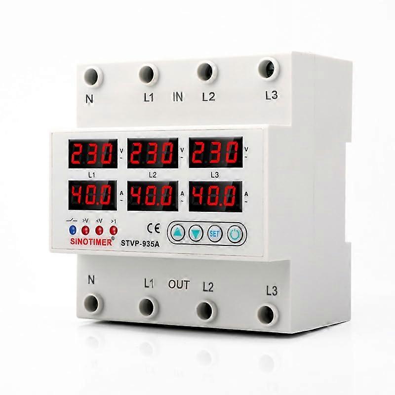 Voltage Protection Device 100A DIN Rail Adjustable Over Under Voltage Current Protector Three Phase