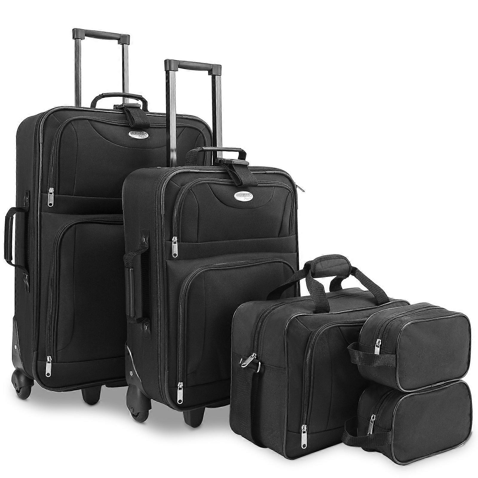 Soft side bag set, 5 pieces, black, polyester