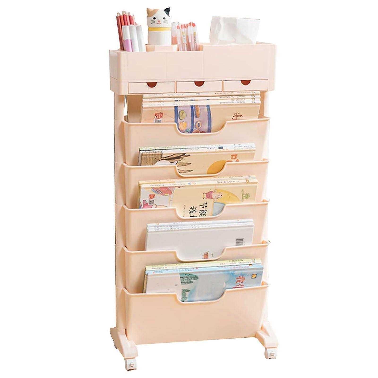 Rolling File Cart 6 Tier Storage with Lockable Casters, Slim Utility Organizer for Office