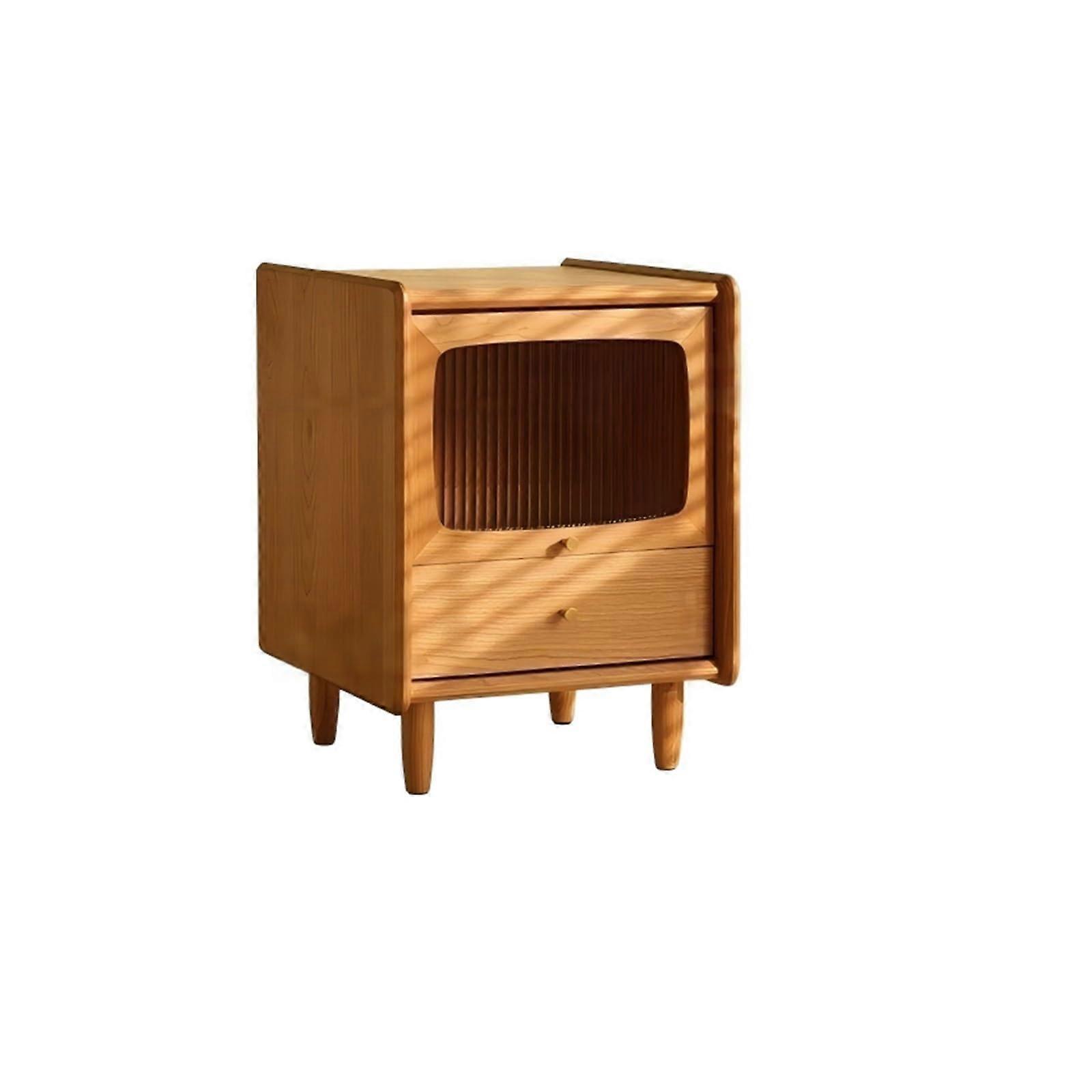 Solid Wood 3 Drawer Nightstand with Vintage Finish, Narrow Bedside Table for Bedroom Storage