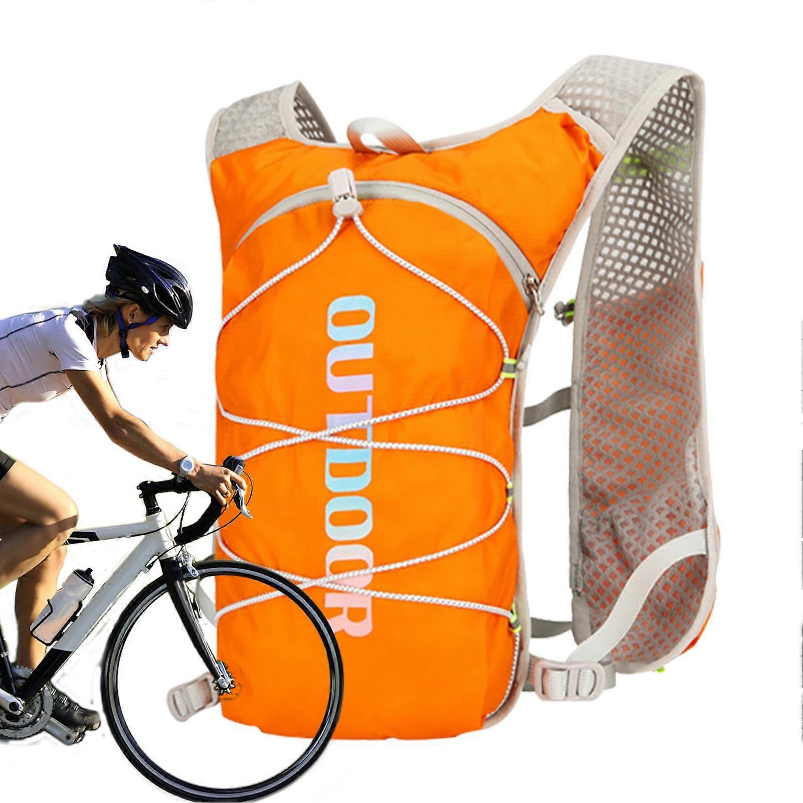 Hydration Backpack with Reflective Strips, Waterproof Leakproof Vest for Running Cycling Hiking Orange