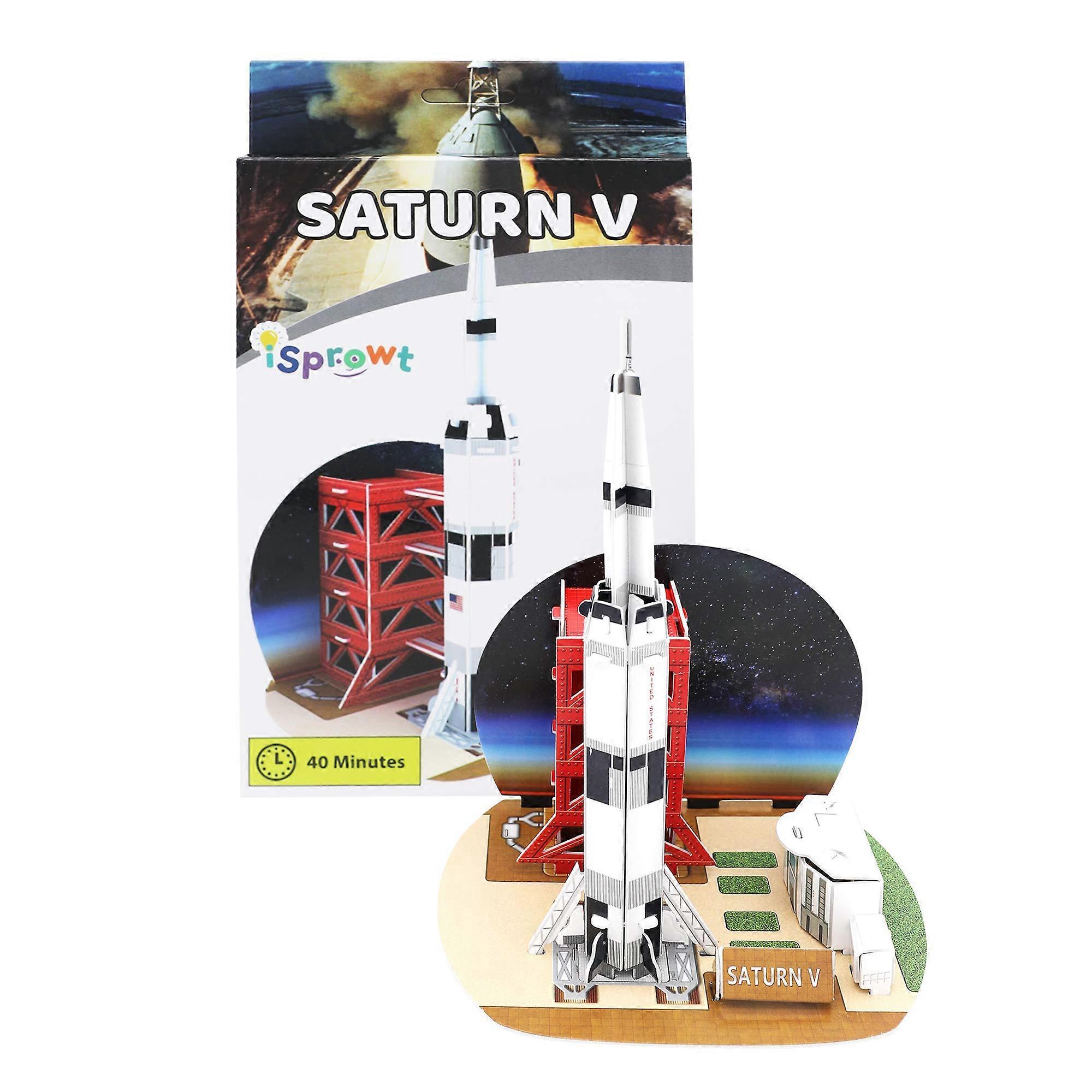 Saturn V Rocket Model 3D Puzzle STEM Space Kit with Earth Science Experiments for Kids 611