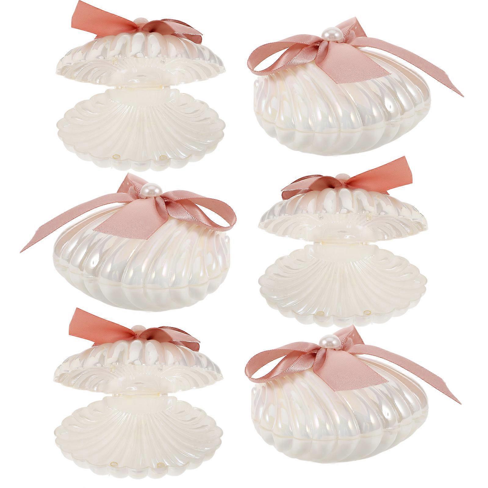 Seashell Candy Box Plastic for Storage 6Pcs Wedding Mini Shell Storage Cases