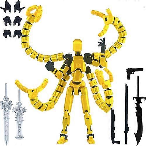 Articulated Action Figure Fully Poseable 3D Printed Robot with Interchangeable Accessories Light Orange