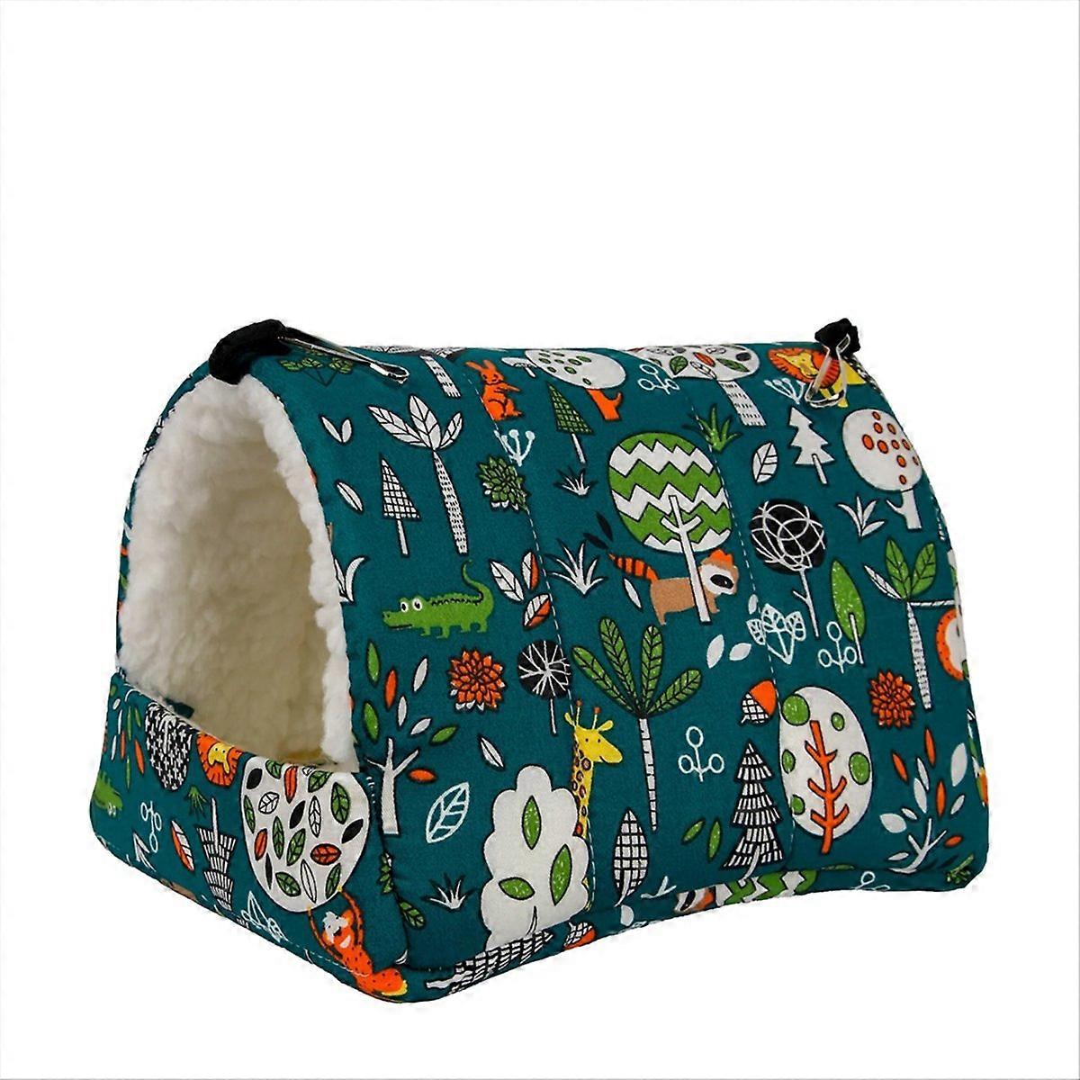 Cute printed bird bed, mini cage squirrel mat, green
