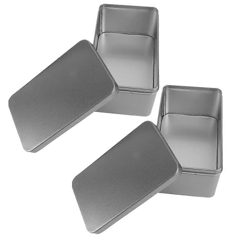 Tea Box Rectangular Tinplate Storage Box for Storage 2Pcs Household Organizer