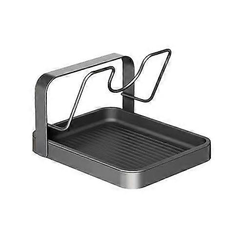 Kitchen Pot Lid Storage Rack with Spoon Rest, Stainless Kitchen Pot Lid Storage