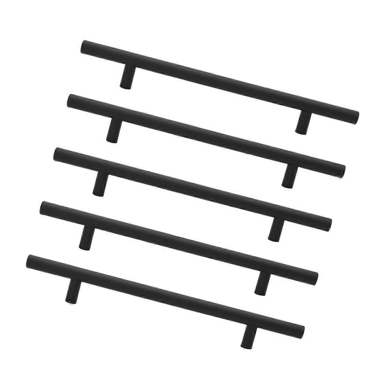 5pcs Matte Black Cabinet Knobs Stainless Steel Drawer Pulls for Kitchen and Bathroom RustResistant Design