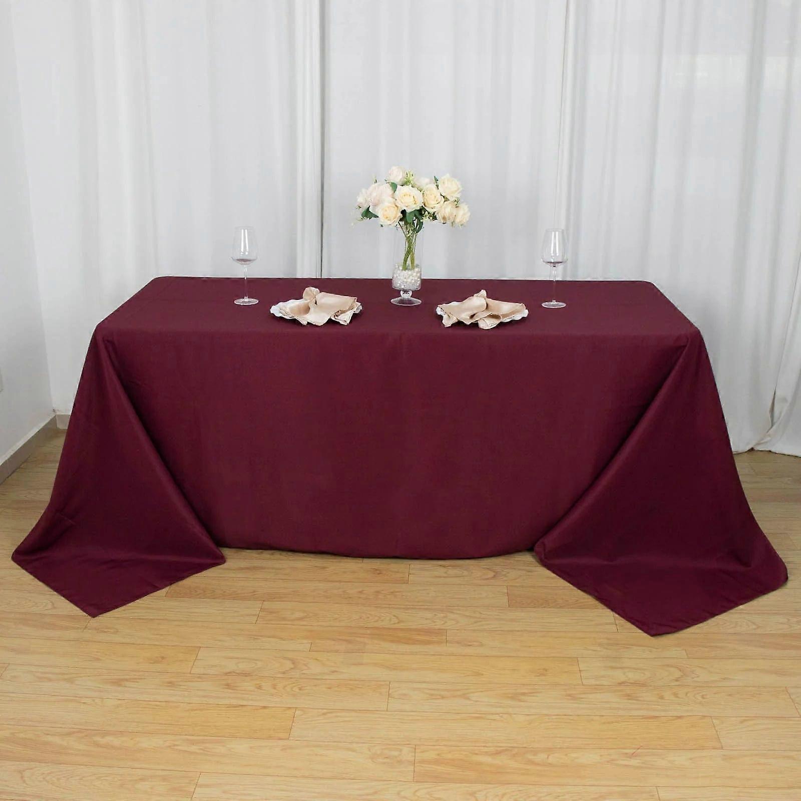 90" x 132" Premium Polyester Rectangular Tablecloth Table Linens Burgundy