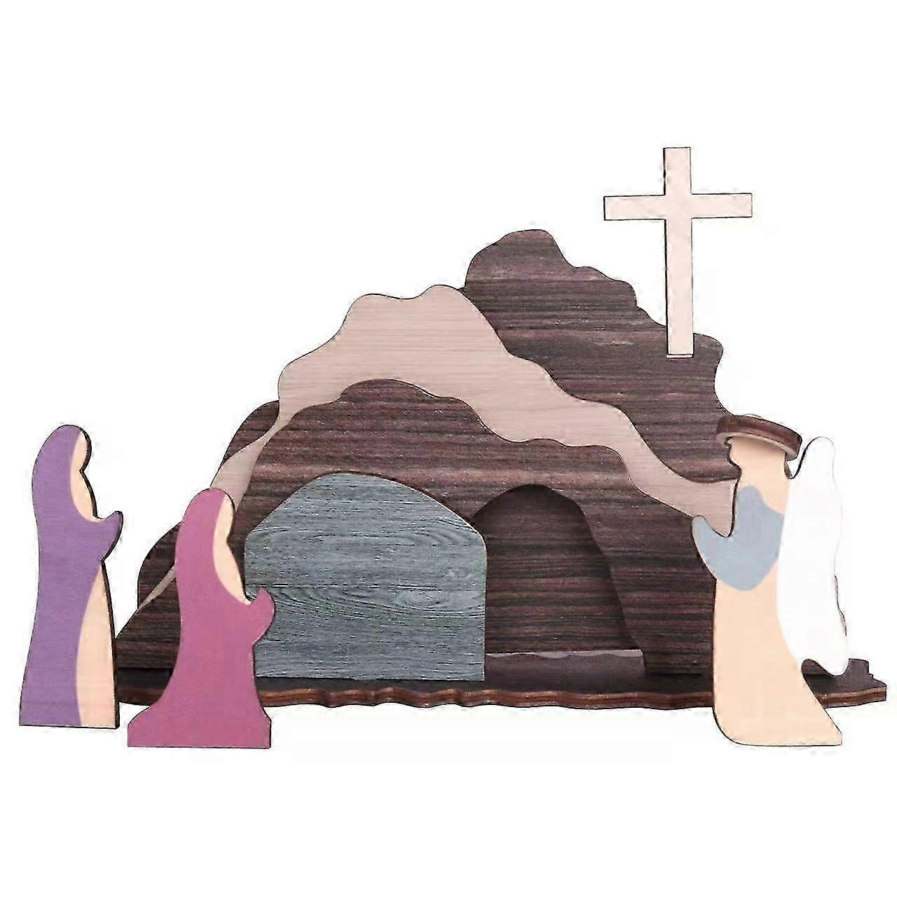 Easter Scene Wooden Decoration - Easter Table Decor, Easter Resur