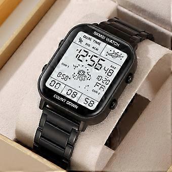 Modieus digitaal herenhorloge met achtergrondverlichting, sportief, multifunctioneel, vierkant, elektronisch horloge met LED-display, reloj hombre