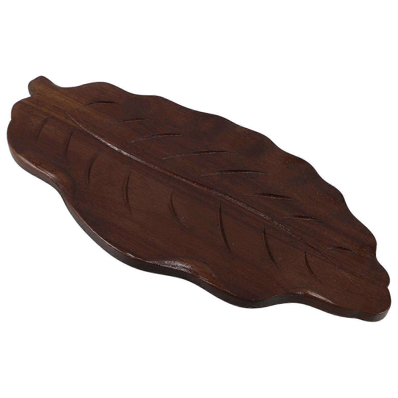 Leaf Shape Wooden Tray for Serving 3Pcs Coffee Table Kitchen Decor